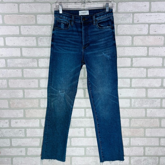 Evereve The Ever Straight High Rise Raw Hem Button Fly Jeans Size 26 - Picture 3 of 9
